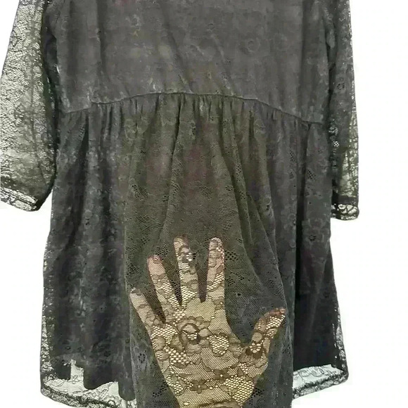 TORRID SUPER SOFT BABYDOLL LACE SCOOP NECK TUNIC 3/4 SLEEVE Black Sz.10 NWOT - Picture 9 of 12